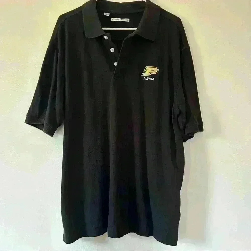 Cutter and Buck Purdue alumni black collared shirt